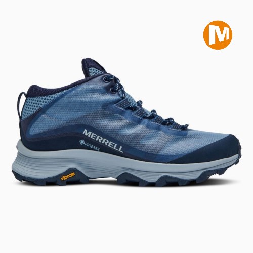 Merrell Moab Speed Mid GORE-TEX Womens Hiking Shoes Blue UK.XQWE